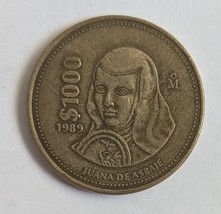 1989 $1000 Mexico Pesos Juana De Asbaje Aluminum Bronze Coin - £1.47 GBP