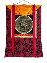 OM MANI PADME MANTRA MANDALA ORIGINAL TIBETAN THANGKA PAINTING  WITH SIL... - $2,532.70 MXN