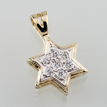 14k Yellow Gold Star of David Pendant w/ Diamonds Judaica Gorgeous Condition - £382.52 GBP