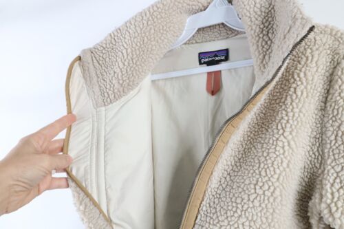 Patagonia Womens Medium Distressed Deep Pile Fleece Divided Sky Jacket Beige Item image 8