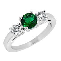 May Birthstone Ring Green Cubic Zirconia Engagement Handfasting Band Sizes 3-10 - £18.28 GBP