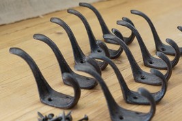 10 Coat Hooks Hat Hook Hall Tree 3&quot; Rustic Towel Vintage Style Cast Iron Wall - £23.97 GBP