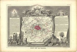VICTOR LEVASSEUR Department of the Seine 14&quot; x 21&quot; Lithograph 1846 Other - $1,033.10 MXN