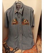 Let&#39;s Quizz Again New York Women&#39;s Button Up Shirt M Short Sleeve Embroi... - $652.04 MXN
