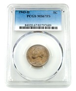 1943-D 5C Jefferson Nickel Classé Par PCGS Comme MS67FS Complet Steps - $167.89