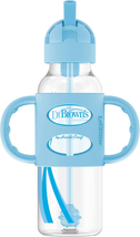 Dr. Brown&#39;S Milestones Narrow Sippy Straw Bottle, Spill-Proof with 100% Silicone - £10.79 GBP