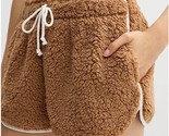 Madden Girl Sherpa Contrast-Tipping Dolphin Lounge Shorts Size XLBrown P... - $17.99