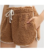 Madden Girl Sherpa Contrast-Tipping Dolphin Lounge Shorts Size XLBrown P... - $24.78 CAD