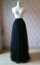 Black Tulle Maxi Skirt Outfit Women Custom Plus Size Black Dot Tulle Skirt image 2