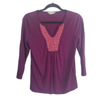 Boden Long Sleeve Top 4 Womens Purple V Neck Pullover Blouse Boho Fall Blouse - £13.83 GBP