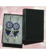 Earrings, Royal Blue Dream Catcher, Dangle, Native American, Fish hook e... - $319.12 MXN