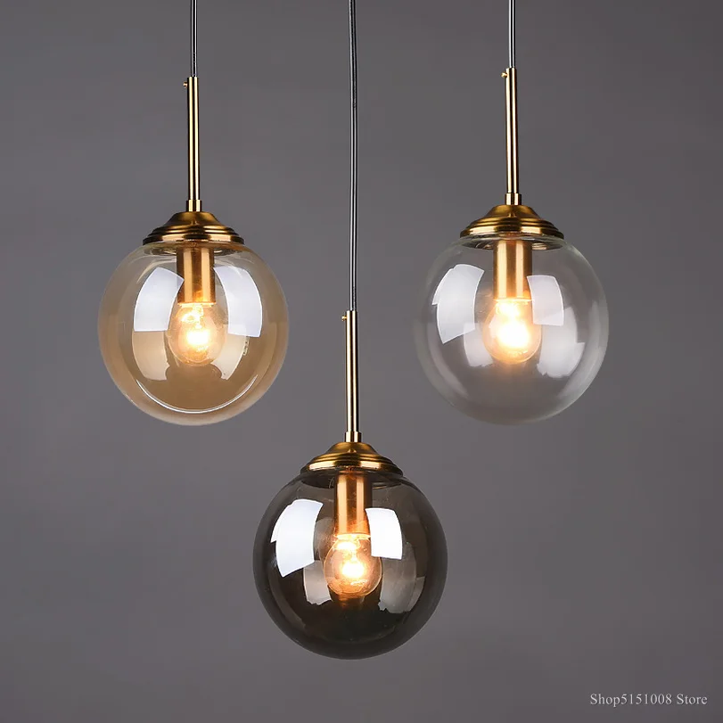 Nordic Restaurant Pendant Lamp Glass Ball Pendant Light Simple Corridor Bar - $38.41