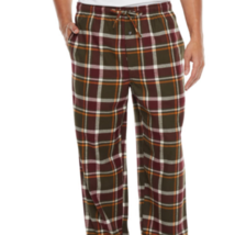 St. John&#39;s Bay Men&#39;s Flannel Pajama Lounge Pants MEDIUM Green Burgundy P... - £15.60 GBP