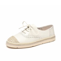 BeauToday Fisherman Shoes Women Cow Leather Espadrille Brogue Round Toe Lace-Up  - £125.37 GBP