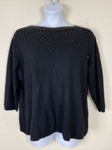 Ruby Rd. Womens Plus Size 2X Black Sequin Knit Blouse 3/4 Sleeve - £6.96 GBP