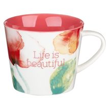 Mug-Coral Poppies/Life is Beautiful by Christian Art Gift - $12.86