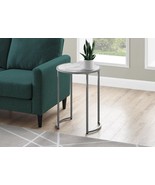Contemporary Modern Round Accent Table - White Marble Look &amp; Grey Metal - $1,559.06 MXN