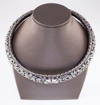 Antique Indian Hansuli Hand Carved Silver Choker Necklace - $857.59