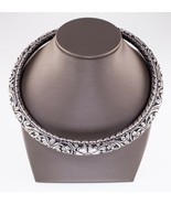 Antique Indian Hansuli Hand Carved Silver Choker Necklace - €819,23 EUR