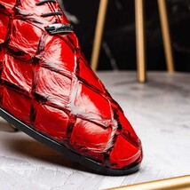 Olivieri Genuine Pirarucu Exotic Lace up Oxford Shoes Red image 7