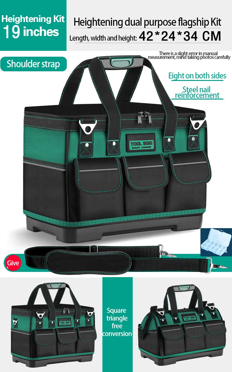 Multifunctional Tool Bag Electrician Canvas Thickened Carpentry Tool Bag Large M - £97.61 GBP