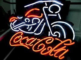 New Coca Cola Biker Motorcycle Coke Soda Neon Light Sign 17&quot;x 15&quot; [High Quality] - £111.08 GBP