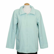 EILEEN FISHER Aquamarine Blue Cotton Nylon Fleece Lined Jacket Coat M - £86.49 GBP