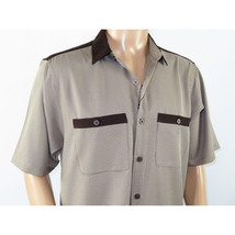 Men 2pc Walking Leisure Suit Short Sleeves DREAMS 263-12 Brown Tan Salt Pepper image 4