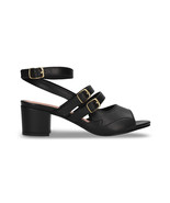 Vrouwen peep toe hak veganistische schoen zwarte sandaal verstelbare rie... - $192.70 CAD