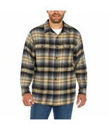 Orvis Shirt Large Mens Button Down Flannel Plaid Black Beige Side Seam P... - $30.37