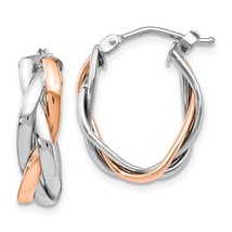 10K Two Tone Gold Twisted Hoop Earrings - £183.84 GBP