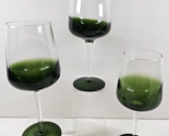 (3) Pier 1 Elemental Green Water Goblets Set Hand Blown Art Glasses Stem... - $46.40