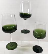 (3) Pier 1 Elemental Green Water Goblets Set Hand Blown Art Glasses Stemware Lot - £36.51 GBP