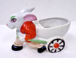 Vintage Easter Rabbit Bunny Egg Cart Small Japan Planter Flowerpot 5 x 3.5 - $526.01 MXN