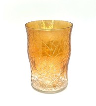 Vintage Carnival Glass Cup iridescent tumblr water marigold orange crackle - £28.73 GBP