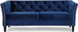 Christopher Knight Home Sunny Velvet 3 Seater Sofa, Midnight Blue, Dark ... - $1,003.99