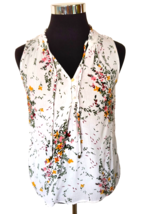 Market Spruce Sleeveless Blouse Women&#39;s Size Medium Floral Crinkle Rayon Gauze - £11.65 GBP