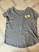 LOFT outlet Short sleeve Embroidered Gray shirt Sz L When Life Gives You Lemons - £18.88 GBP