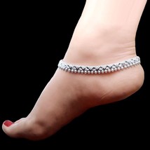 Asiatique Style Vrai Argent Sterling Indien Femme Bracelets Cheville Paire - £70.24 GBP
