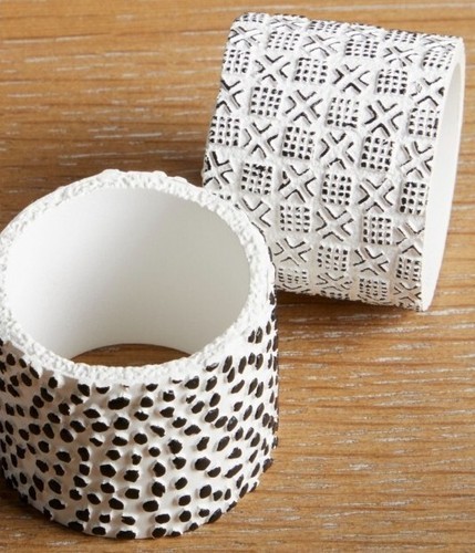Set of Four (4) ~ Mainstays ~ Geo Print ~ Resin Napkin Holder Rings ~ 1.5 x 1.75 Item image 4