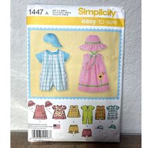 Simplicity 1447A Babies Romper Dress Top Panties Hats Sewing Pattern Unc... - $7.84