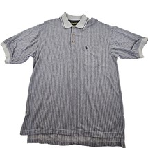 Knights Of Round Table Mens Polo Shirt Size L Gray Striped Short Sleeve ... - £14.79 GBP