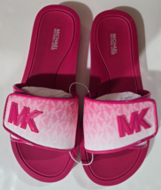 Michael Kors Women&#39;s Slide MK Palmer Flip Flop Ombre Sandal Logo Pink 8 ... - $85.00