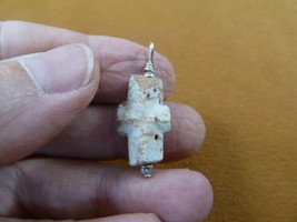 CR505-88) 5/8&quot; Fairy Stone Pendant Christian Silver Cross Staurolite Crystal - £14.89 GBP