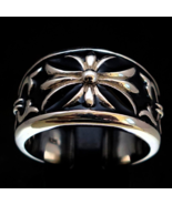 Sterling silver band ring Fleur de Lis France Medieval French Lily Flowe... - $90.00