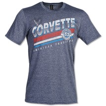 Corvette American Tradition Heather Blue T-Shirt - Front Print - £23.58 GBP