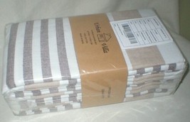 Urban Villa 12 Pack Napkin Set 100% Cotton Striped Taupe/Chocolate/White... - $29.95