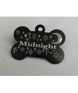 38MM BONE SHAPE MIDNIGHT DOG TAG WITH MOON &amp; STARS PERSONALISED ON REVERSE - £15.44 GBP