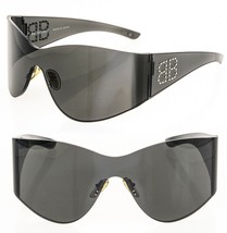 BALENCIAGA Demna Kim 0122 Black Studded Mask Futuristic Sunglasses BB0122S 004 - £531.08 GBP