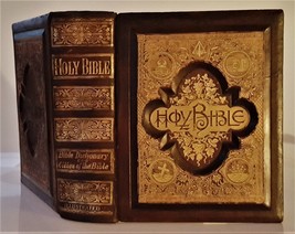 1890 Antique Leather Fraktur Bible Oregon Manheim Pa Lefever Wagner Genealogy - £217.58 GBP